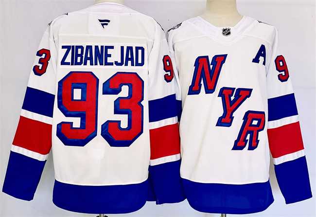 Mens New York Rangers #93 Mika Zibanejad White 2024-25 Stadium Series Stitched Jersey